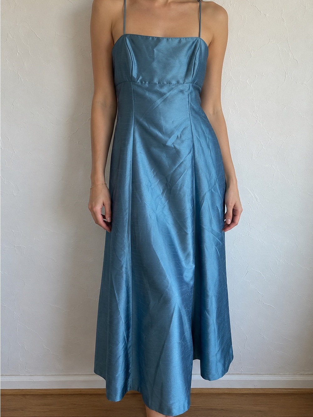 Vintage 90s Alex Evenings Periwinkle Satin Maxi Dress + Sheer Jacket NWT Size 4